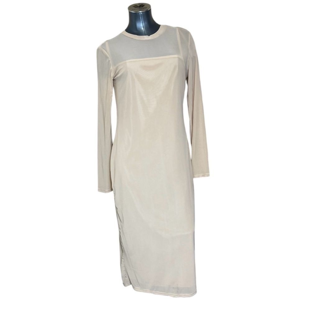 AFRM NWT Nude Sheer Elegant Cream Long Sleeve Dress Pantyhose New XL